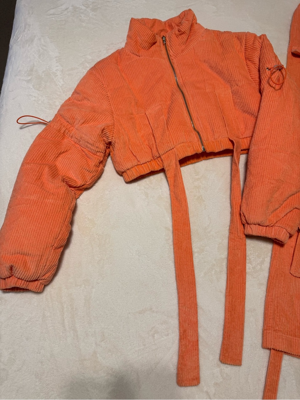 36 Point 5 Orange Cropped Corduroy Jacket